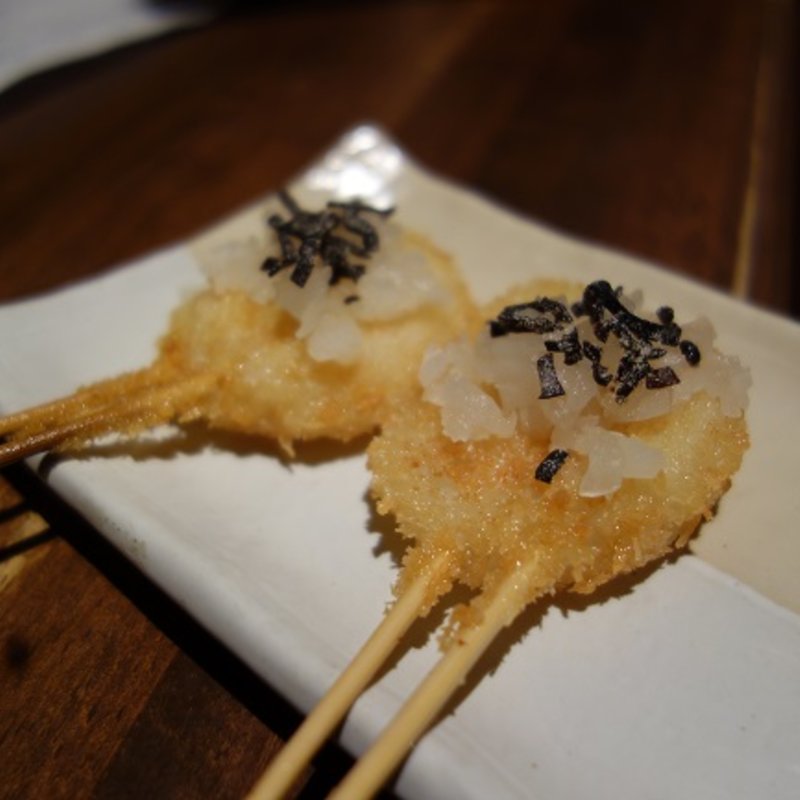 ホタテの串揚げ　べったらソース(串房酔゛)