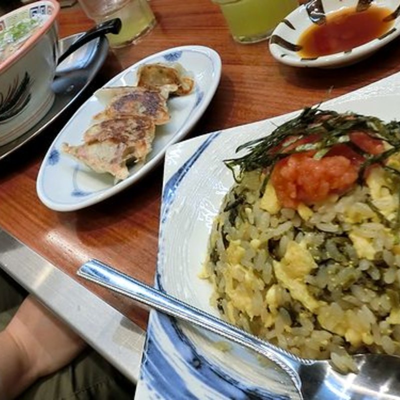 KITTE博多店限定 明太たかなチャーハンぎょうざセット(大砲ラーメン KITTE博多店)