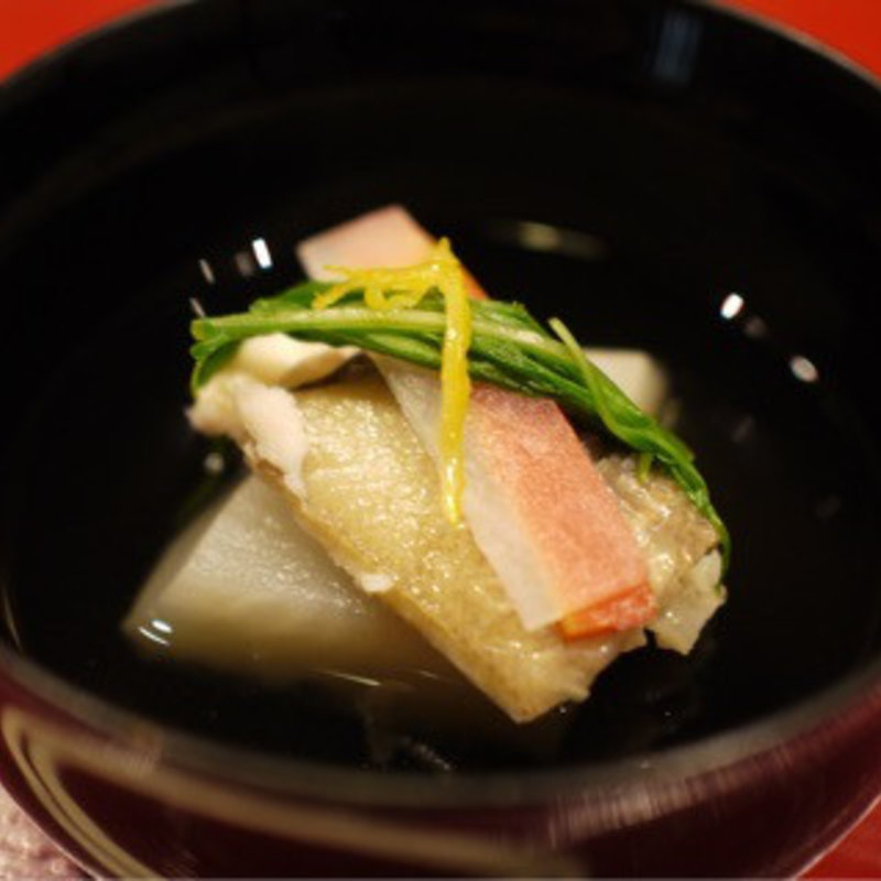 笹鰈と淀大根の清汁仕立て(京都一の傳本店 )