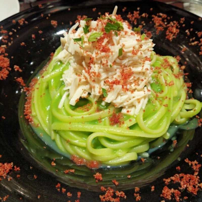 元気ブロッコリーピューレと帆立のリングイネ(そば おでん 俺のだし 赤坂 )