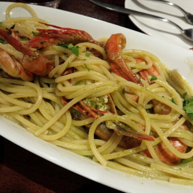 海老のパスタ(そば おでん 俺のだし 赤坂 )