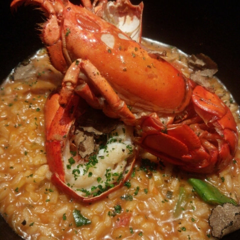 オマールエビとトリュフのアロースカルドッソ(俺のスパニッシュ)