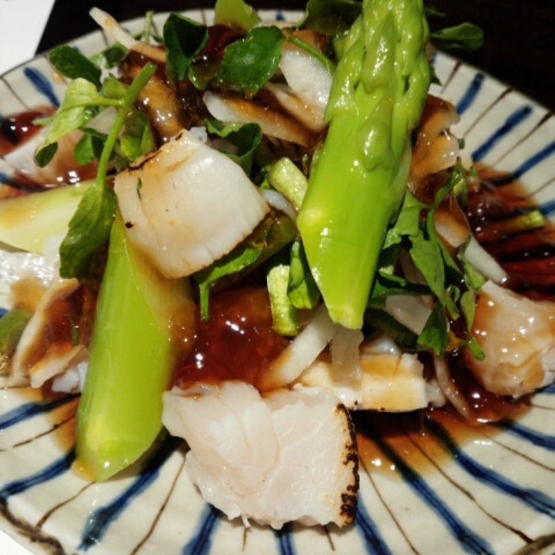 焼きホタテのアスパラサラダ(おでん 俺のだし)