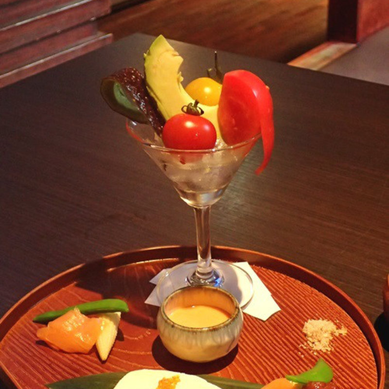 季節野菜の盛り合わせ～海老のソース付～(個室居酒屋　和食りん 渋谷店)