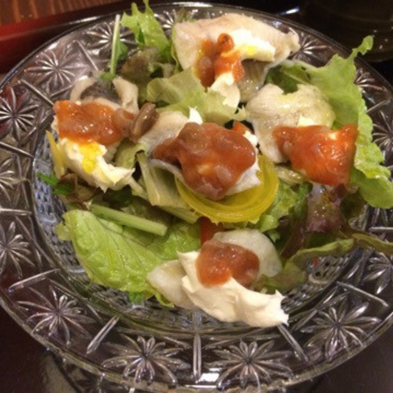 うなぎとクリームチーズの酒盗和え(入谷鬼子母神門前のだや （のだや）)