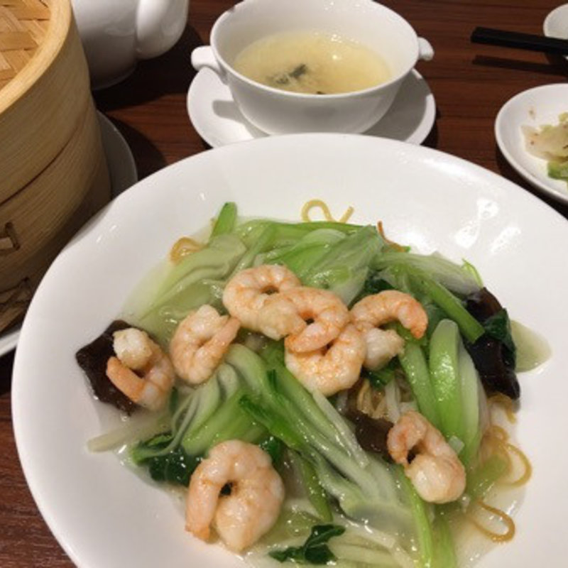 ランチセットの海老入りあんかけ焼きそば(南翔饅頭店 ミッドランドスクエア店)