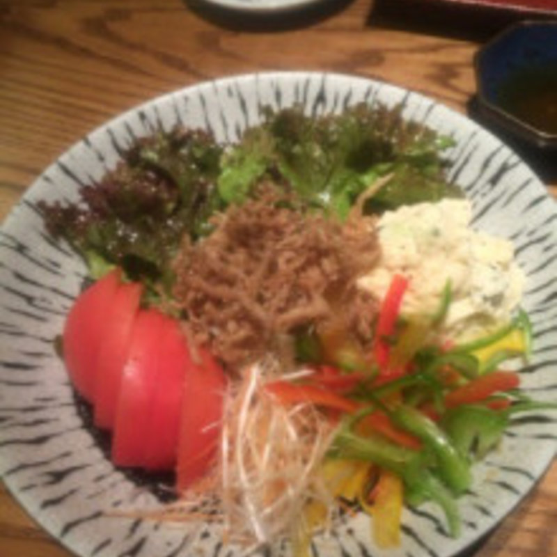 野菜盛りだくさんのいっせいサラダ(博多トクトク やきとり いっせい)