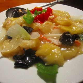 蟹と帆立の中華炒め(台湾料理 美味仙)