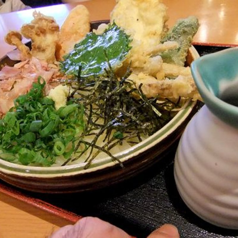 冷たい野菜天ぶっかけ(大地のうどん　博多駅ちかてん)