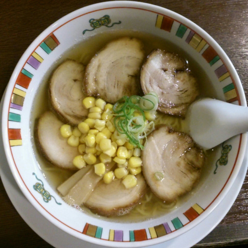 塩チャーシュー麺+コーン(中華そば 大文字)