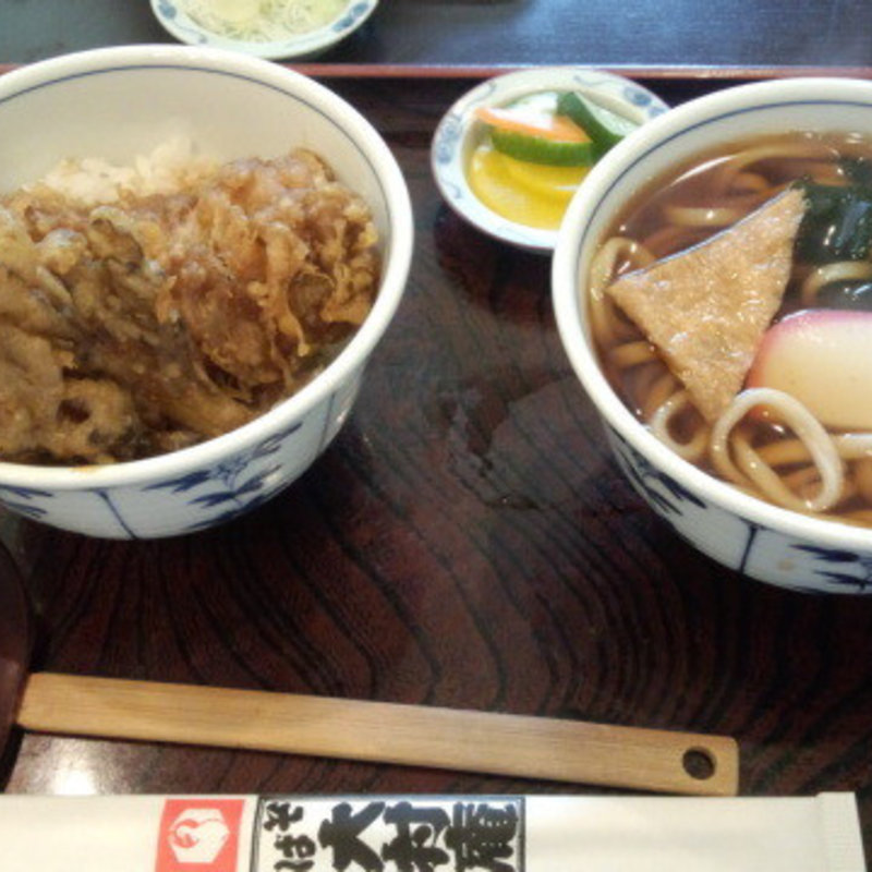 アナゴ天丼とうどんセット(大村庵 )