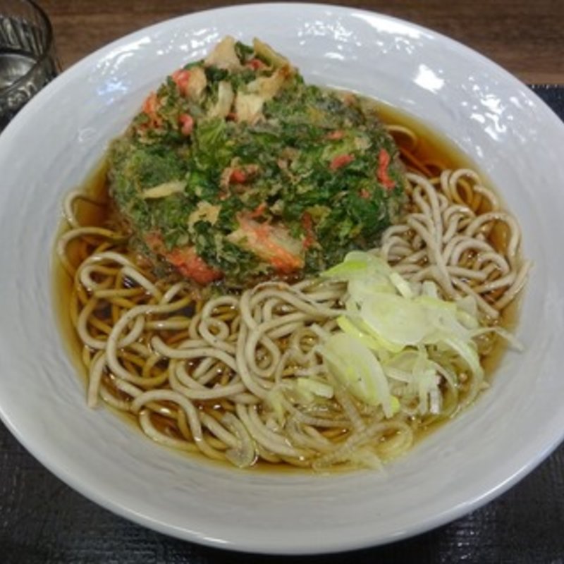 わさび菜紅生姜天そば(大船軒 北口そば店)