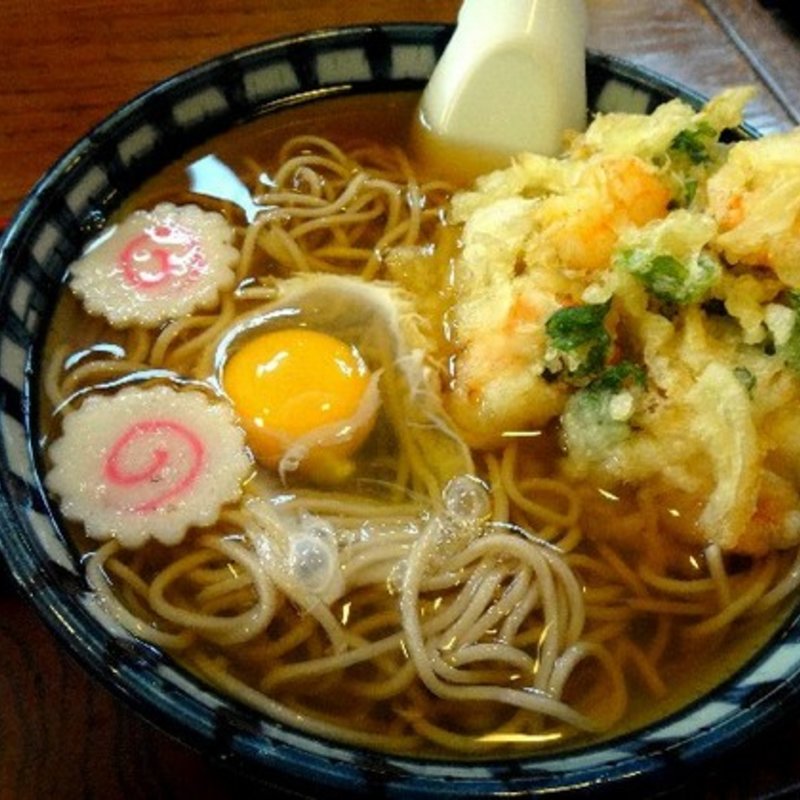 えびかき揚げ卵そば(天一商店)