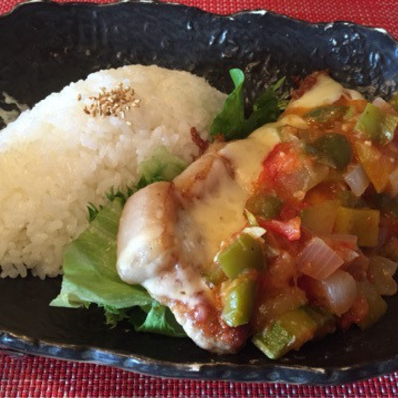 夏野菜のポークソテープレート(島小カフェ )