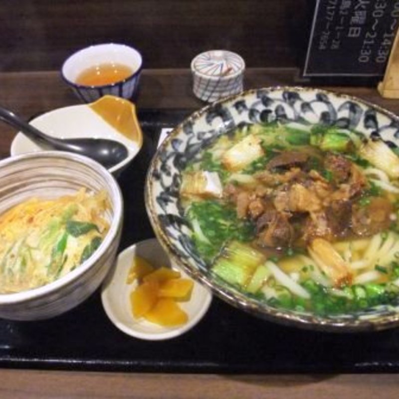 牛すじねぎうどん・玉子丼セット(手打ちうどん　縁 （【旧店名】うどん工房元）)