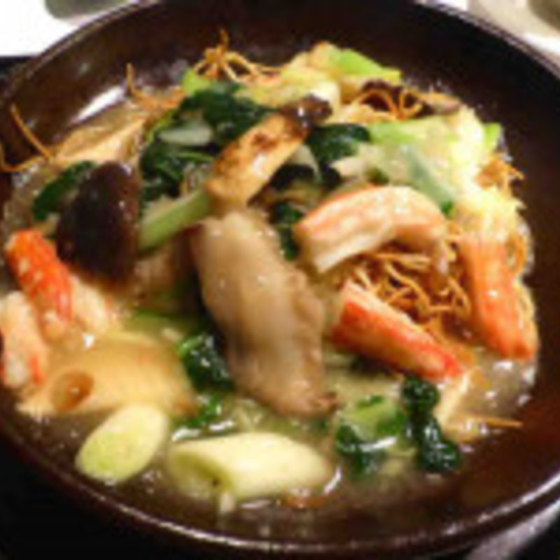 松茸とタラバ蟹のかた焼きそば(日本橋紫苑)