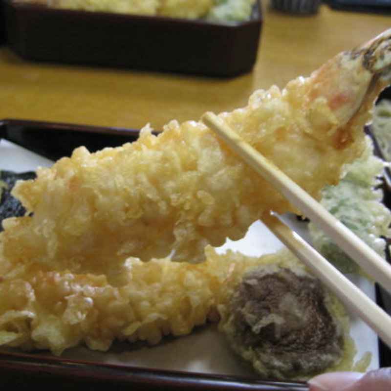 大きな車海老の天せいろ(旭庵手打そば)