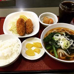 カキフライ＆うどん定食
