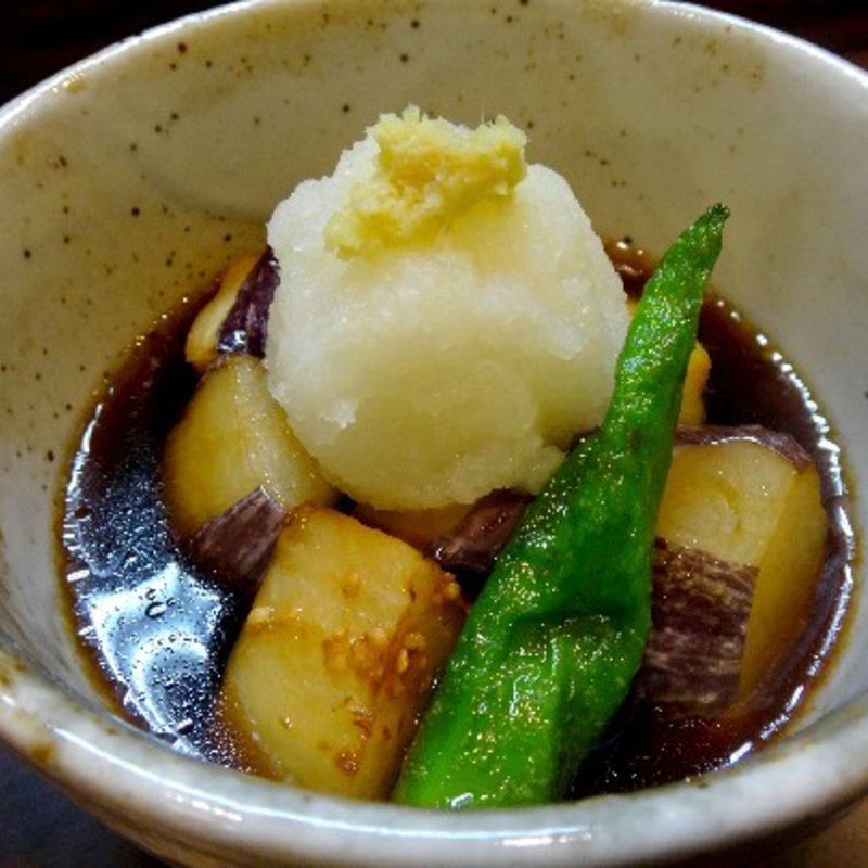 ゼブラ茄子の揚げ出し(根ぎし )