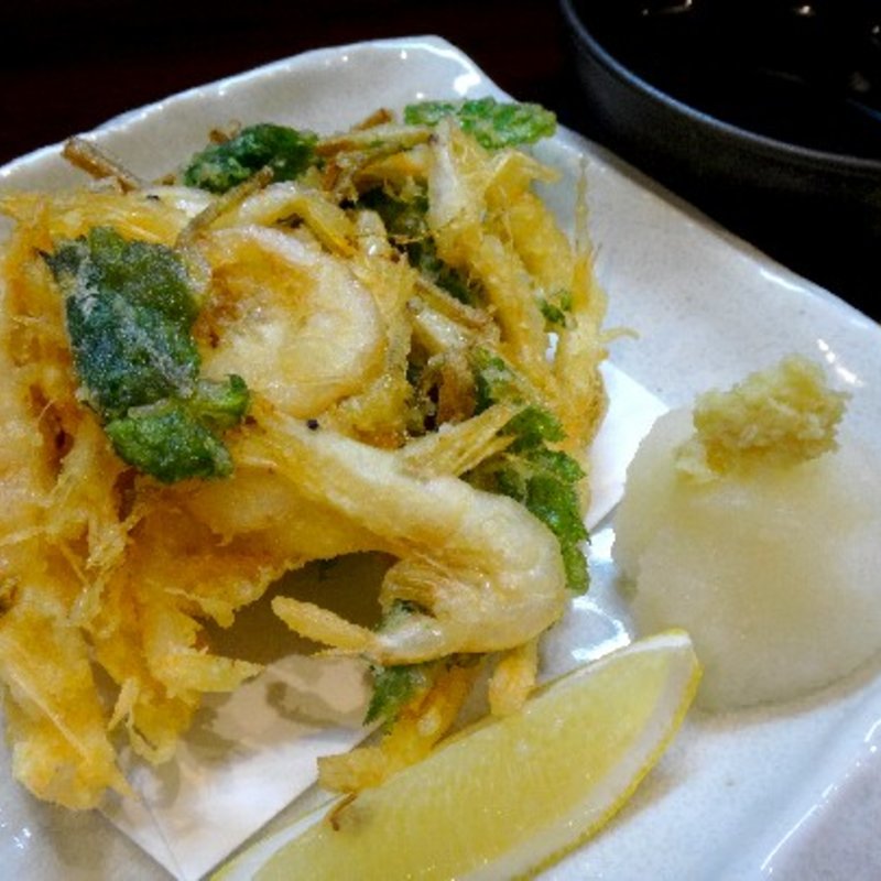 白海老と三ツ葉のかき揚げ(根ぎし )