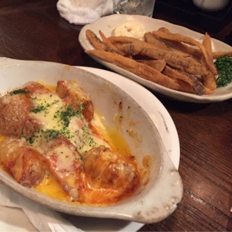 ゴボウの唐揚げとポテトチーズ焼き(波瀾万丈)