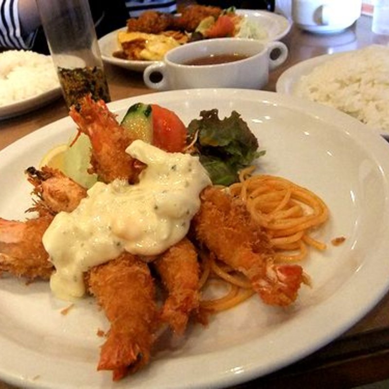 海老フライ3尾(洋食 八坪亭)