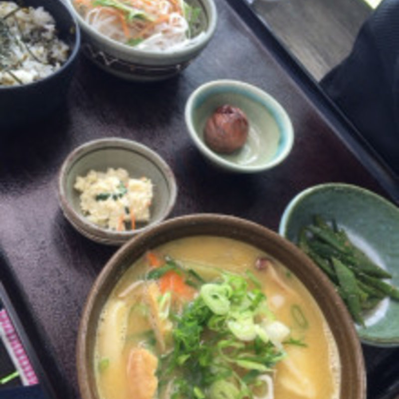 団子汁と高菜ごはんのセット(瀬の本農場 八菜家 （セノモトノウジョウ ヤサイヤ）)