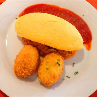 オムライス＆カニクリームコロッケのセット(煉瓦 （レンガ）)