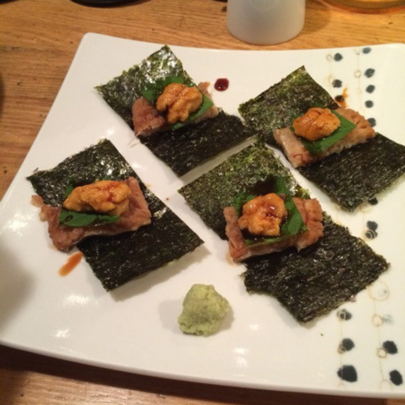 煮穴子の雲丹海苔巻き(煮炊屋 金菜)