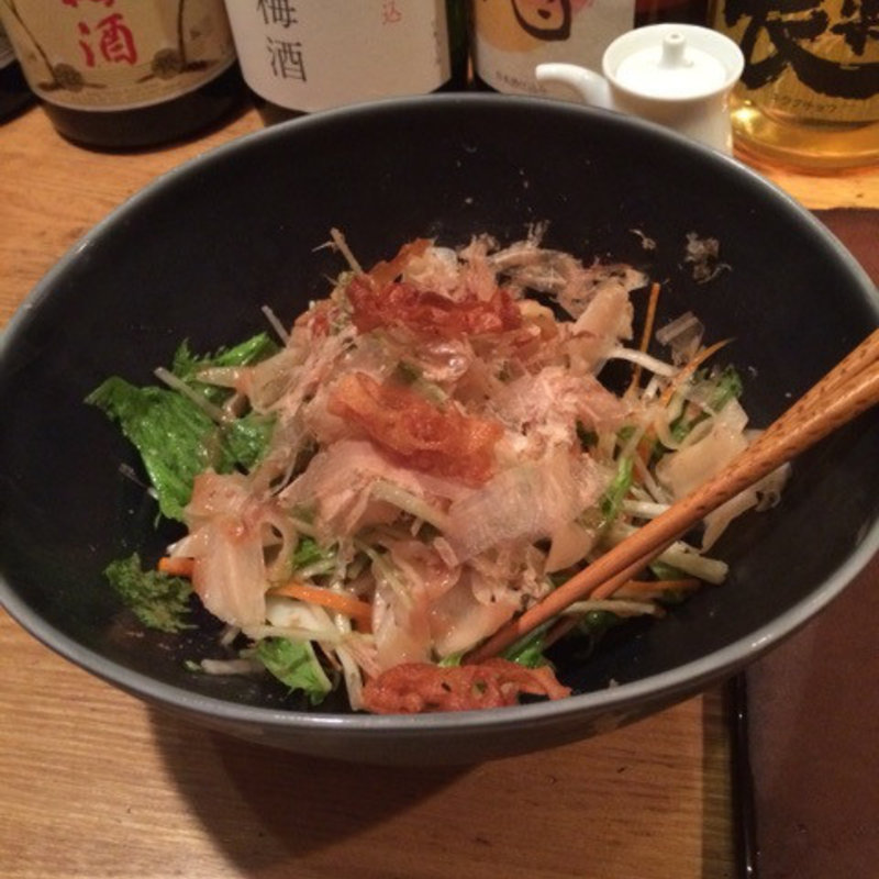 蓮根、水菜、ガリの和風サラダ(煮炊屋 金菜)