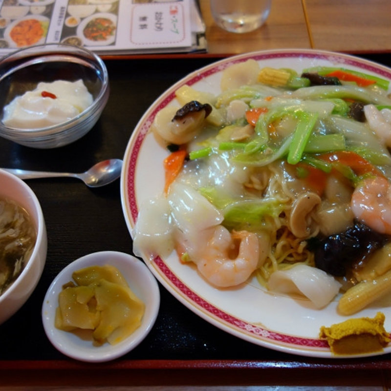 海鮮あんかけ焼きそばセット（ランチ）(珍味苑・飯山満 駅前店)