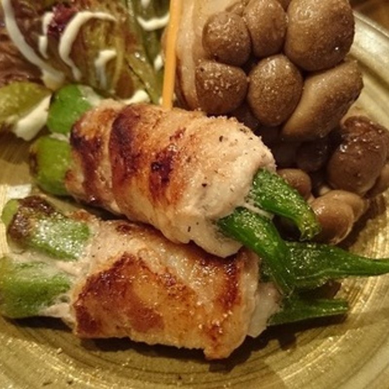 野菜の豚肉焼き（オクラ・キノコ）(紅弥 味の里 やまがた )