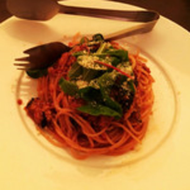 牛ひき肉と茄子のアラビアータ(肉とチーズのお店 )