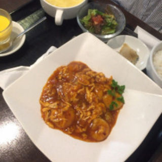 海老チリ定食(舞鶴麺飯店)