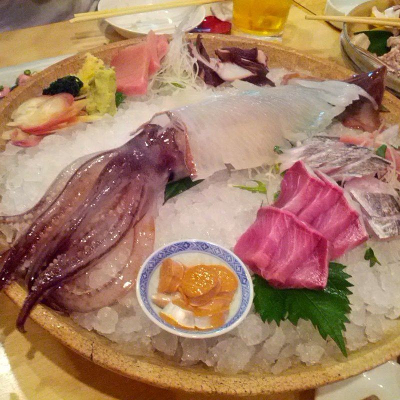 カワハギとイカのお造り(舵屋)