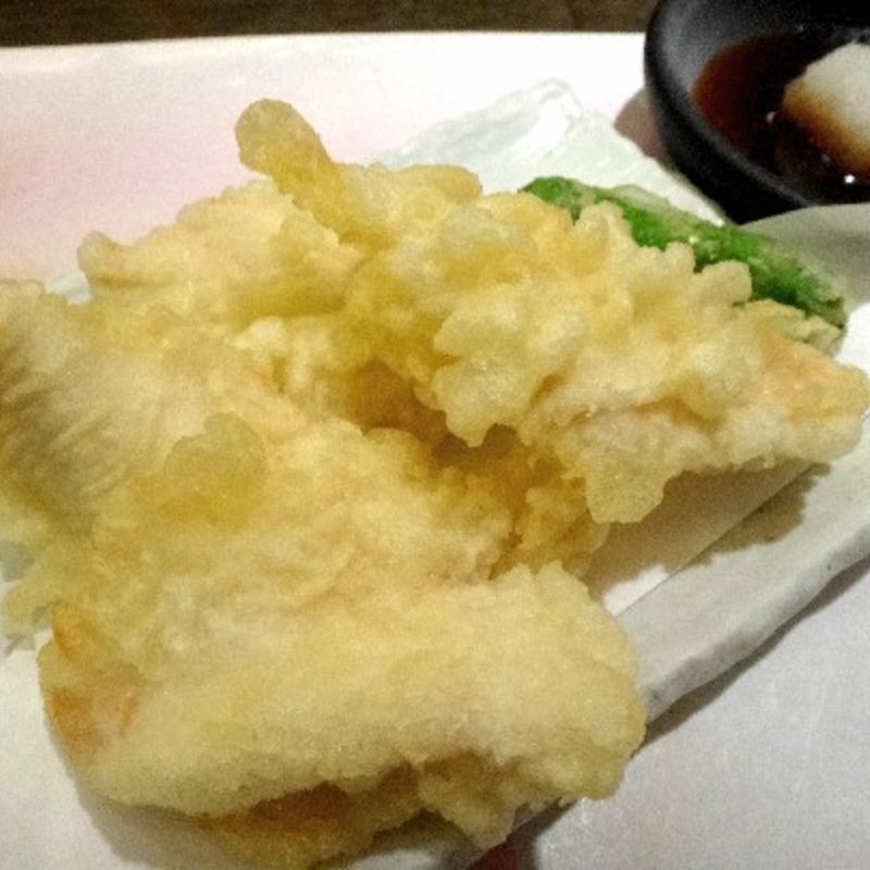 大山地鶏のとり天おろしポン酢(蕎麦の実)