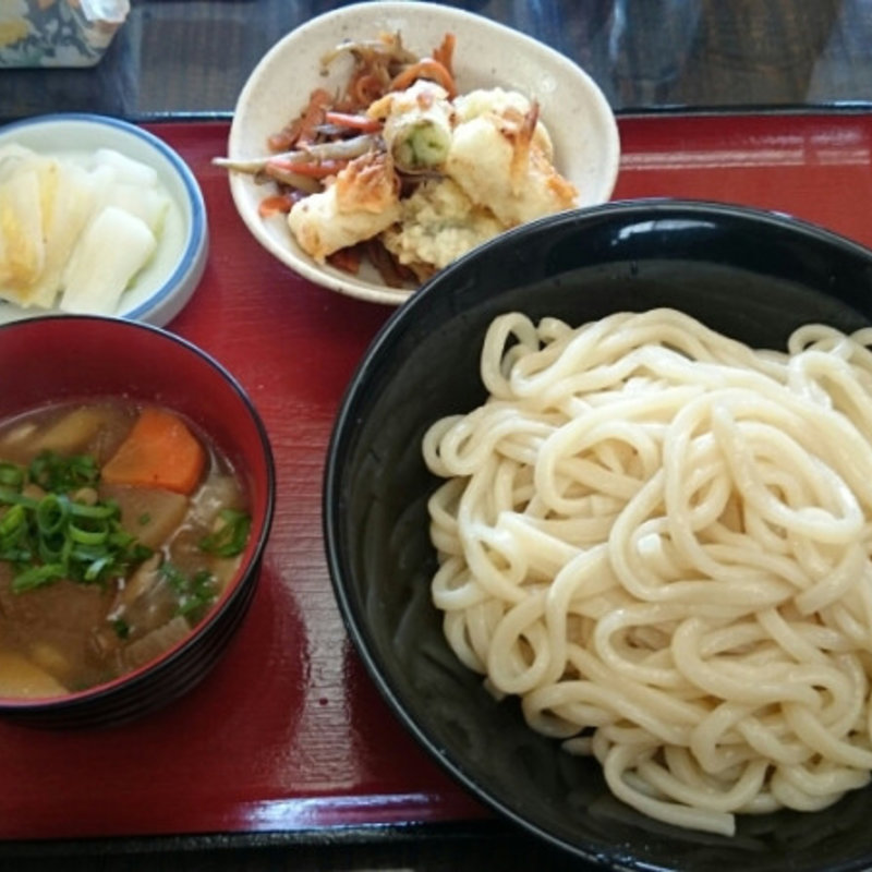  もりうどん 3点盛 けんちん汁 お新香(越谷うどん 茶々亭)
