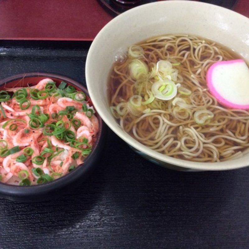 10割かけ蕎麦とミニ釜揚げ桜えび丼(道の駅富士 )