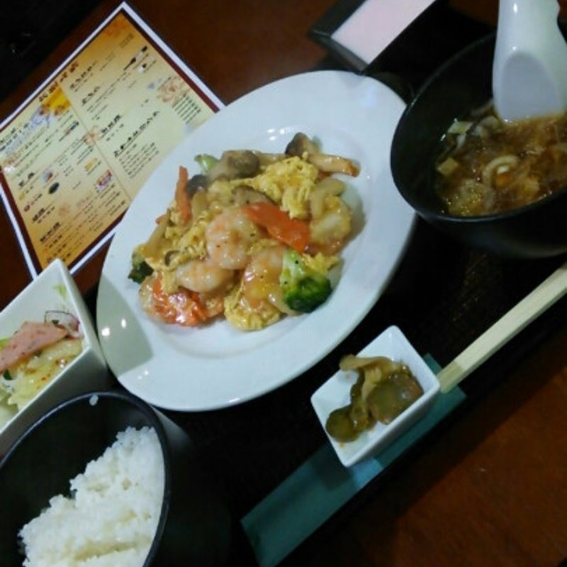 エビとアスパラの黒コショウ炒め定食(醤 （JIANG）)