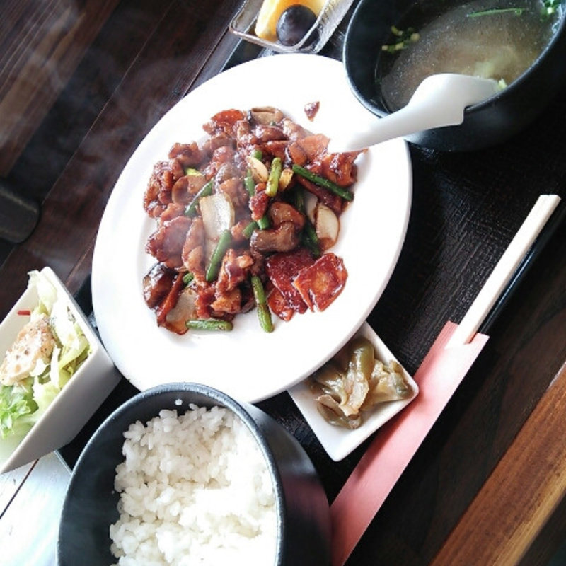 鶏肉とニンニクの芽の豆板醤炒め定食(醤 （JIANG）)