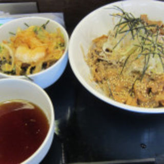 肉そば+海老かき揚げ丼セット(金魚屋)