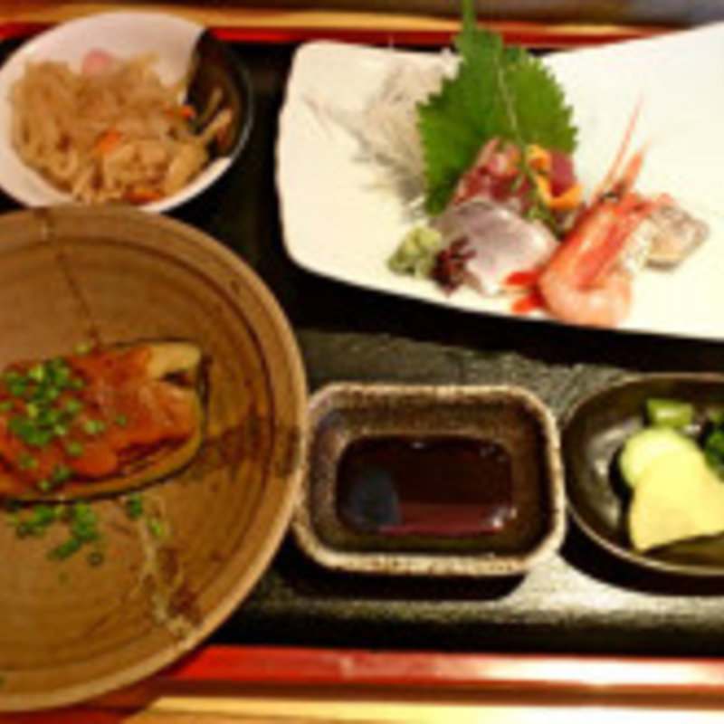 刺身盛り合せ 米茄子田楽(釣游亭)