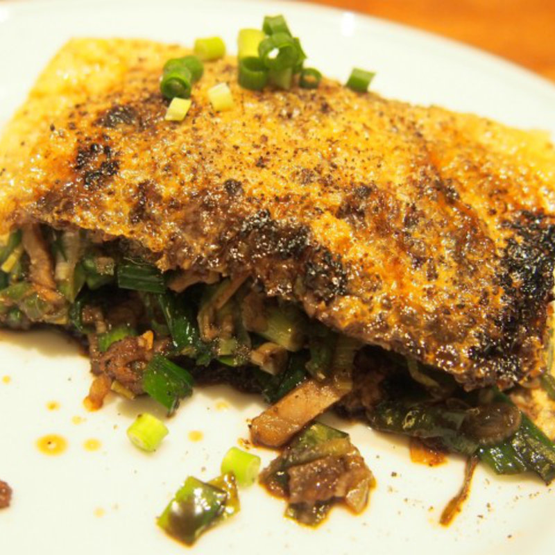 うすあげの詰め物鉄板焼き(鉄板焼き お好み焼き oribe)