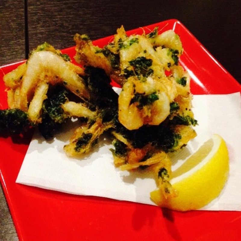 白エビの磯揚げ(銀座でワイン。)