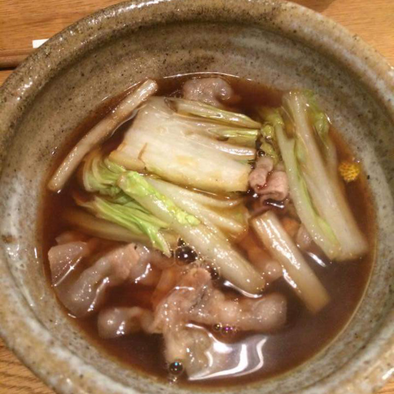 ポークとはくさいのつけ汁うどん(自家製粉石臼挽きうどん 青空blue)