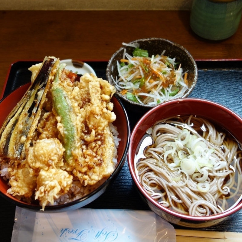 天丼と半そばのセット(むら山)