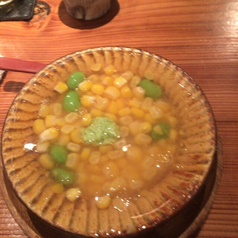とうもろこしと枝豆の茶碗蒸し(食堂えぶりお )