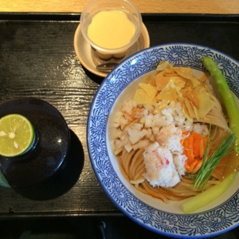 毛ガニとうにの冷製まぜそば あのときのプッチンプリン添え(麺屋 一燈 （いっとう）)