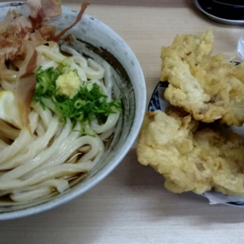 鶏玉天うどん(黄金の穂)