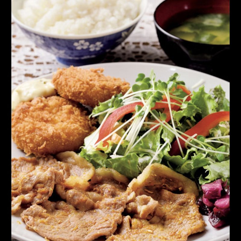 生姜焼＆カニクリーム定食(フィレンツェ )